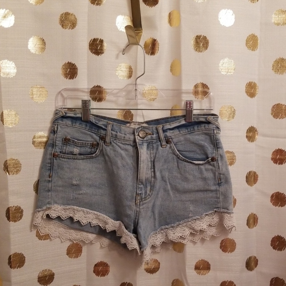 Free people demin shorts with lace